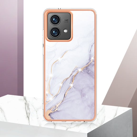 For Motorola Moto G84 Electroplating Marble Dual-side IMD Phone Case(White 006)