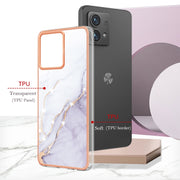 For Motorola Moto G84 Electroplating Marble Dual-side IMD Phone Case(White 006)