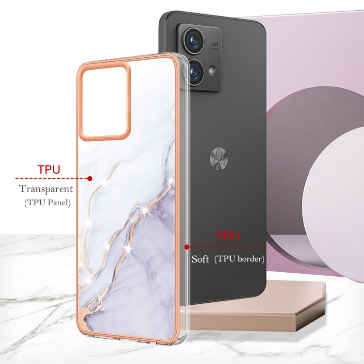 For Motorola Moto G84 Electroplating Marble Dual-side IMD Phone Case(White 006)