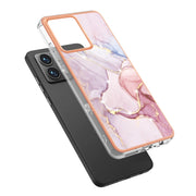 For Motorola Moto G84 Electroplating Marble Dual-side IMD Phone Case(Rose Gold 005)