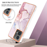 For Motorola Moto G84 Electroplating Marble Dual-side IMD Phone Case(Rose Gold 005)