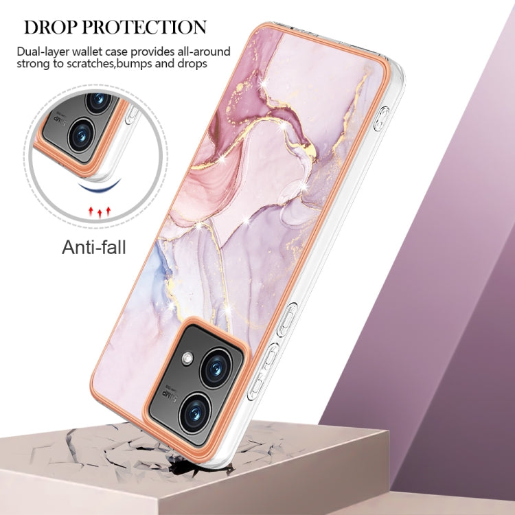 For Motorola Moto G84 Electroplating Marble Dual-side IMD Phone Case(Rose Gold 005)