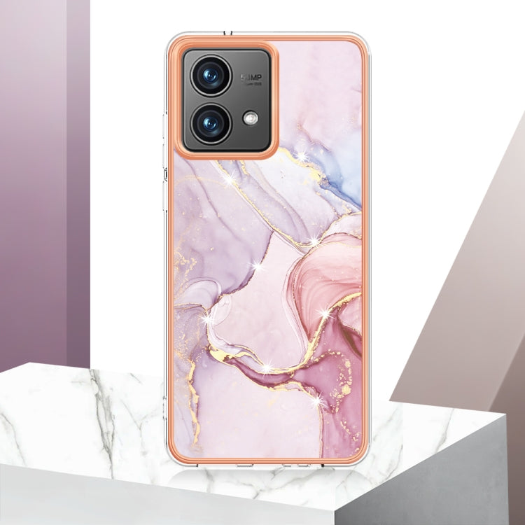 For Motorola Moto G84 Electroplating Marble Dual-side IMD Phone Case(Rose Gold 005)