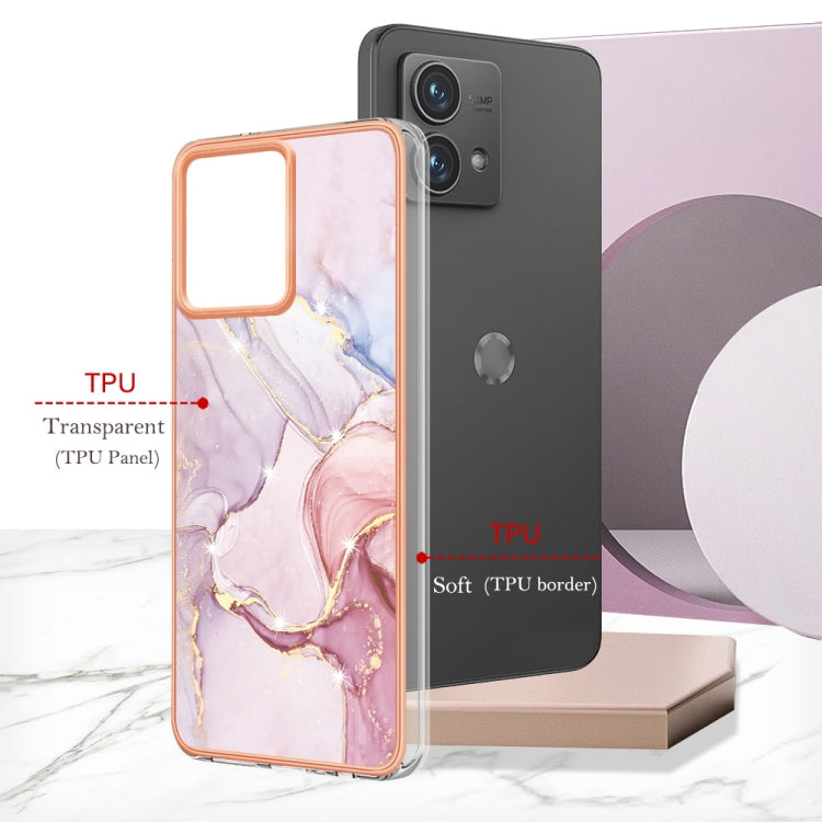 For Motorola Moto G84 Electroplating Marble Dual-side IMD Phone Case(Rose Gold 005)
