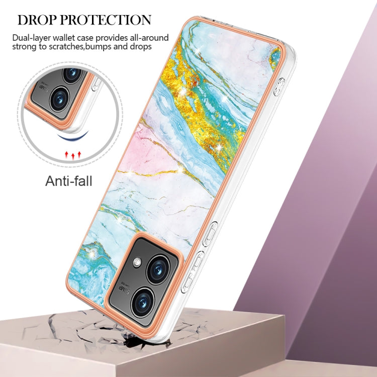 For Motorola Moto G84 Electroplating Marble Dual-side IMD Phone Case(Green 004)