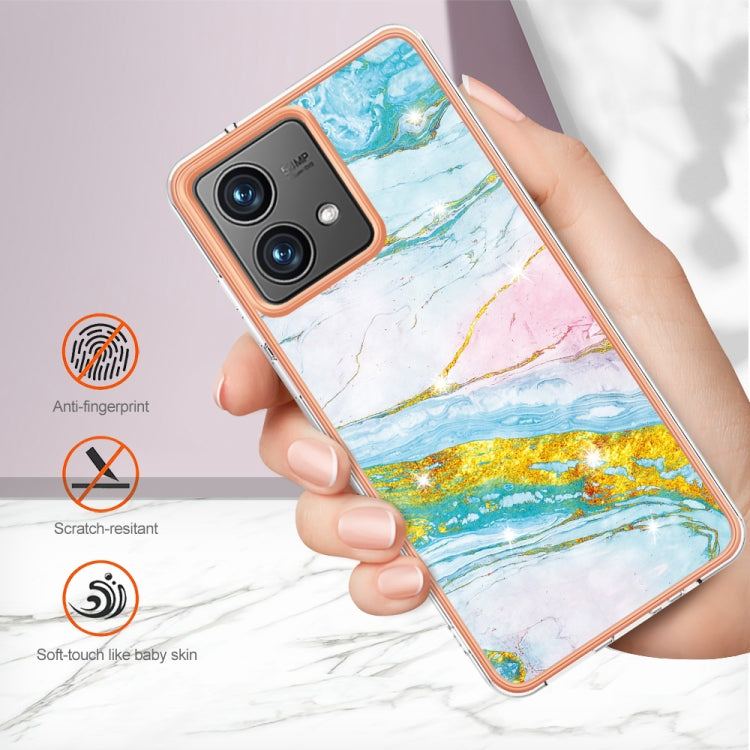 For Motorola Moto G84 Electroplating Marble Dual-side IMD Phone Case(Green 004)