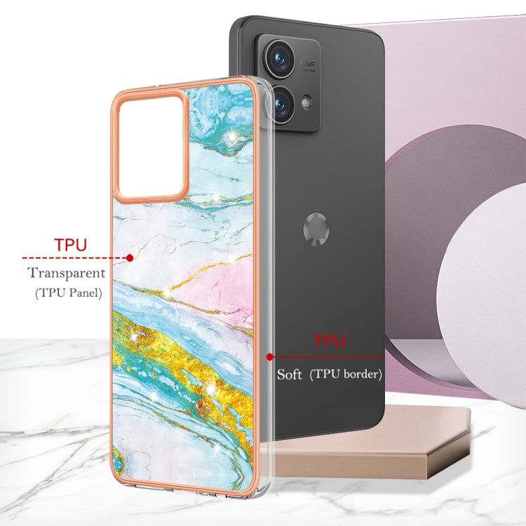 For Motorola Moto G84 Electroplating Marble Dual-side IMD Phone Case(Green 004)