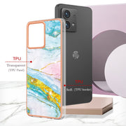 For Motorola Moto G84 Electroplating Marble Dual-side IMD Phone Case(Green 004)