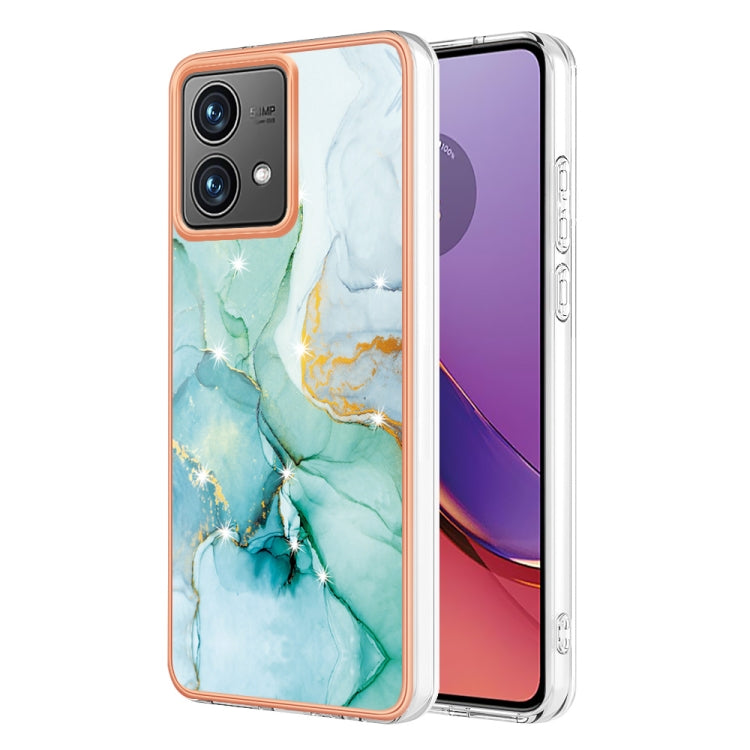 For Motorola Moto G84 Electroplating Marble Dual-side IMD Phone Case(Green 003)