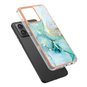 For Motorola Moto G84 Electroplating Marble Dual-side IMD Phone Case(Green 003)