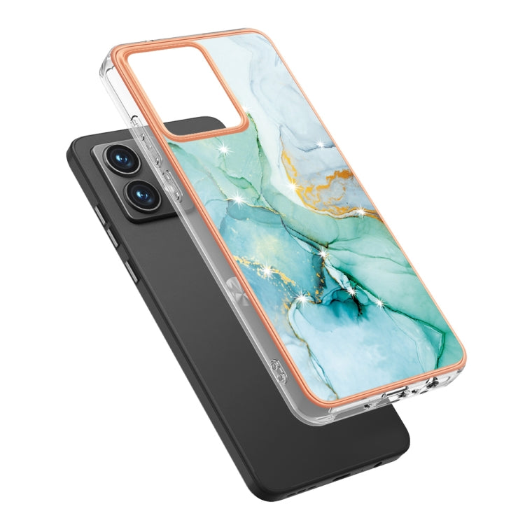 For Motorola Moto G84 Electroplating Marble Dual-side IMD Phone Case(Green 003)