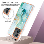 For Motorola Moto G84 Electroplating Marble Dual-side IMD Phone Case(Green 003)