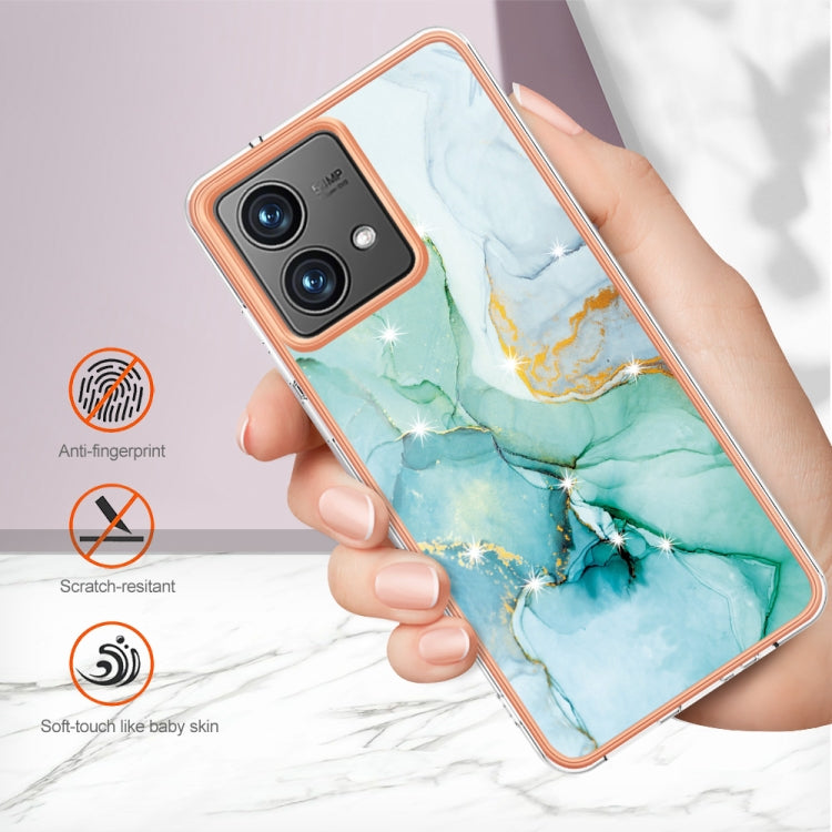 For Motorola Moto G84 Electroplating Marble Dual-side IMD Phone Case(Green 003)