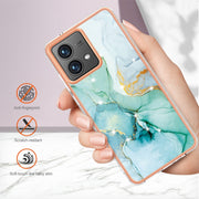 For Motorola Moto G84 Electroplating Marble Dual-side IMD Phone Case(Green 003)