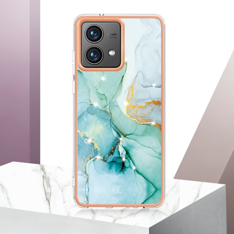 For Motorola Moto G84 Electroplating Marble Dual-side IMD Phone Case(Green 003)