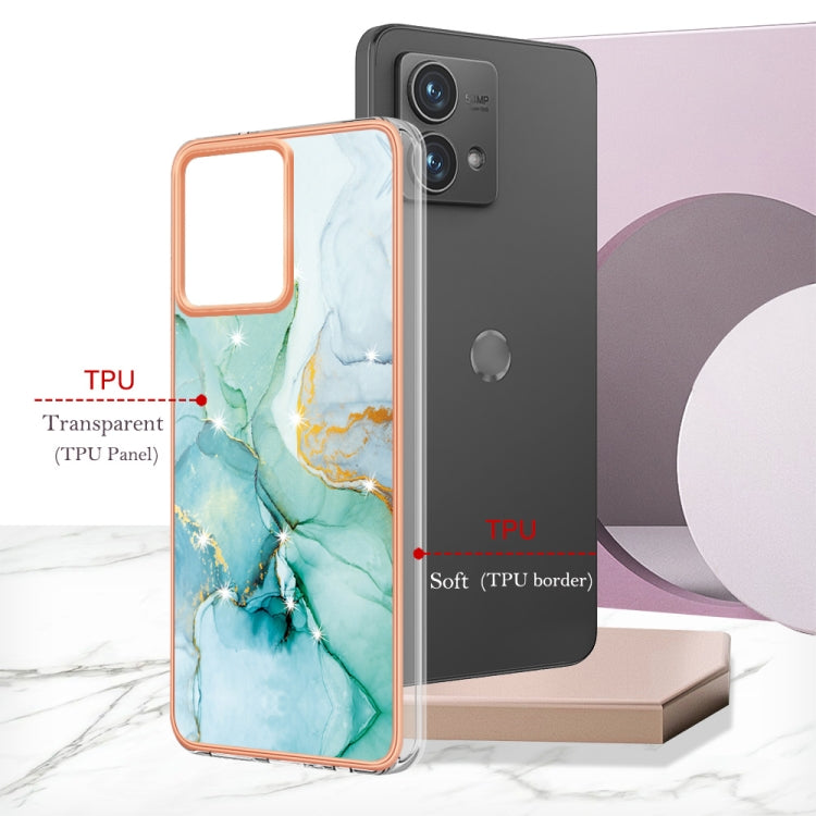 For Motorola Moto G84 Electroplating Marble Dual-side IMD Phone Case(Green 003)
