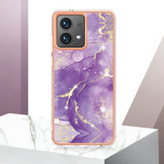 For Motorola Moto G84 Electroplating Marble Dual-side IMD Phone Case(Purple 002)