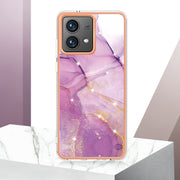 For Motorola Moto G84 Electroplating Marble Dual-side IMD Phone Case(Purple 001)