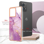 For Motorola Moto G84 Electroplating Marble Dual-side IMD Phone Case(Purple 001)