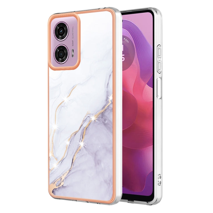For Motorola Moto G24 4G / G04 4G Electroplating Marble Dual-side IMD Phone Case(White 006)