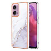 For Motorola Moto G24 4G / G04 4G Electroplating Marble Dual-side IMD Phone Case(White 006)