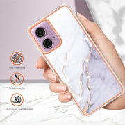 For Motorola Moto G24 4G / G04 4G Electroplating Marble Dual-side IMD Phone Case(White 006)
