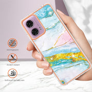 For Motorola Moto G24 4G / G04 4G Electroplating Marble Dual-side IMD Phone Case(Green 004)