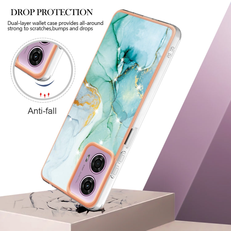 For Motorola Moto G24 4G / G04 4G Electroplating Marble Dual-side IMD Phone Case(Green 003)