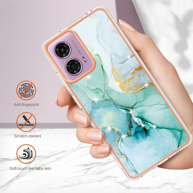 For Motorola Moto G24 4G / G04 4G Electroplating Marble Dual-side IMD Phone Case(Green 003)