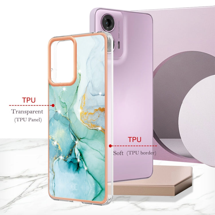 For Motorola Moto G24 4G / G04 4G Electroplating Marble Dual-side IMD Phone Case(Green 003)