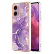 For Motorola Moto G24 4G / G04 4G Electroplating Marble Dual-side IMD Phone Case(Purple 002) - Motorola Cases by PMC TechLife | Online Shopping South Africa | PMC TechLife | Buy Now Pay Later Mobicred