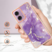 For Motorola Moto G24 4G / G04 4G Electroplating Marble Dual-side IMD Phone Case(Purple 002)