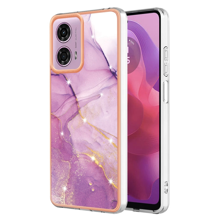 For Motorola Moto G24 4G / G04 4G Electroplating Marble Dual-side IMD Phone Case(Purple 001)