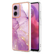 For Motorola Moto G24 4G / G04 4G Electroplating Marble Dual-side IMD Phone Case(Purple 001) - Motorola Cases by PMC TechLife | Online Shopping South Africa | PMC TechLife | Buy Now Pay Later Mobicred