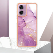 For Motorola Moto G24 4G / G04 4G Electroplating Marble Dual-side IMD Phone Case(Purple 001)