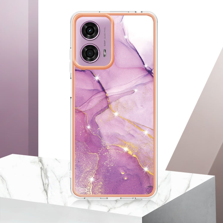 For Motorola Moto G24 4G / G04 4G Electroplating Marble Dual-side IMD Phone Case(Purple 001)
