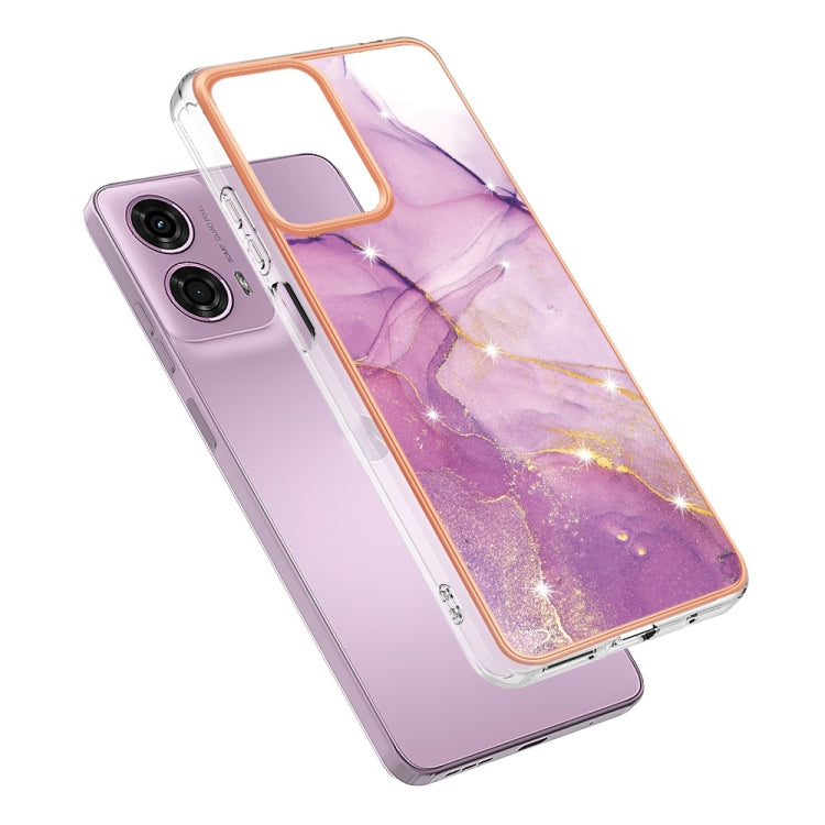 For Motorola Moto G24 4G / G04 4G Electroplating Marble Dual-side IMD Phone Case(Purple 001)