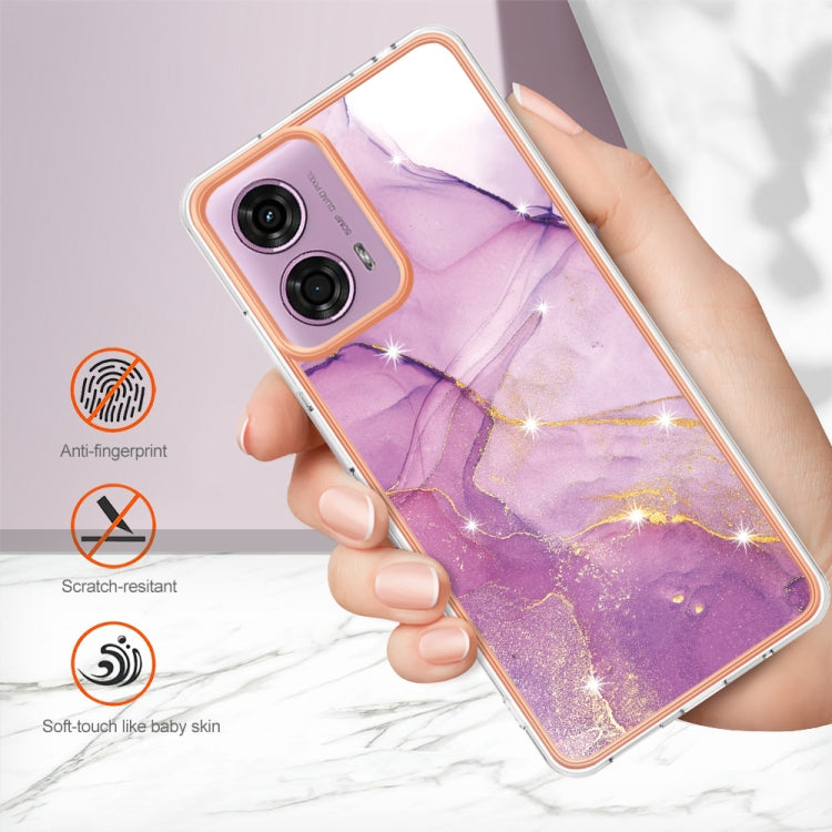For Motorola Moto G24 4G / G04 4G Electroplating Marble Dual-side IMD Phone Case(Purple 001)
