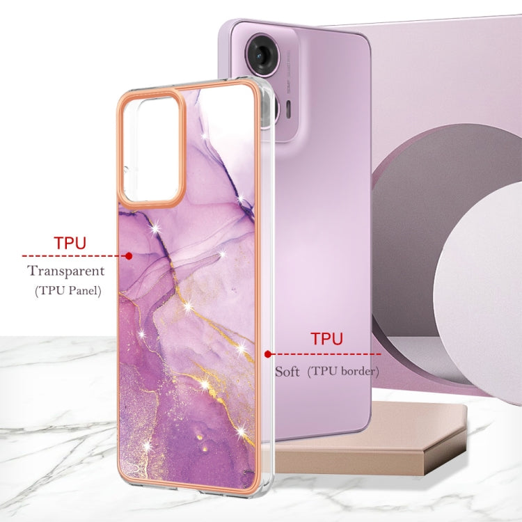 For Motorola Moto G24 4G / G04 4G Electroplating Marble Dual-side IMD Phone Case(Purple 001)