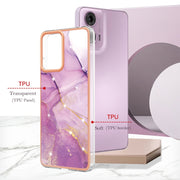 For Motorola Moto G24 4G / G04 4G Electroplating Marble Dual-side IMD Phone Case(Purple 001)