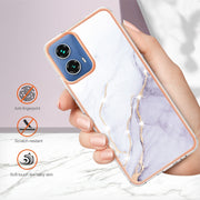 For Motorola Moto G34 Electroplating Marble Dual-side IMD Phone Case(White 006)