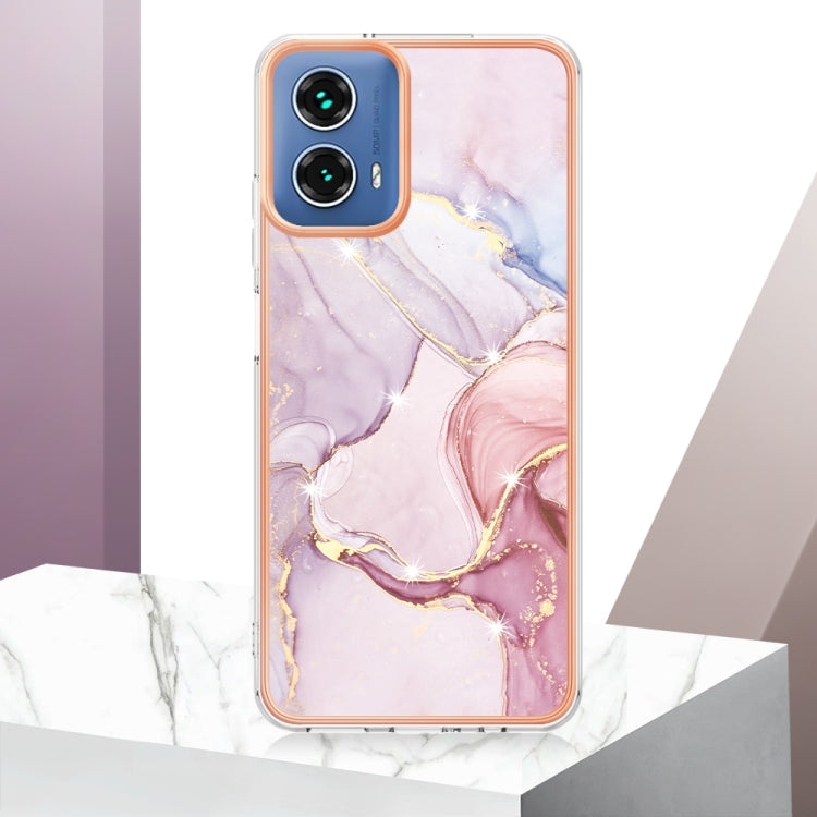 For Motorola Moto G34 Electroplating Marble Dual-side IMD Phone Case(Rose Gold 005)