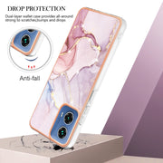 For Motorola Moto G34 Electroplating Marble Dual-side IMD Phone Case(Rose Gold 005)