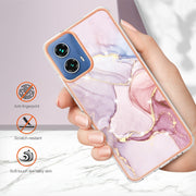 For Motorola Moto G34 Electroplating Marble Dual-side IMD Phone Case(Rose Gold 005)