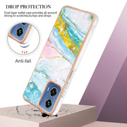 For Motorola Moto G34 Electroplating Marble Dual-side IMD Phone Case(Green 004)