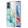 For Motorola Moto G34 Electroplating Marble Dual-side IMD Phone Case(Green 003) - Motorola Cases by PMC TechLife | Online Shopping South Africa | PMC TechLife | Buy Now Pay Later Mobicred
