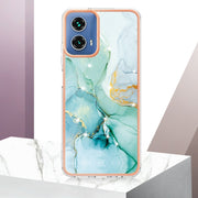 For Motorola Moto G34 Electroplating Marble Dual-side IMD Phone Case(Green 003)