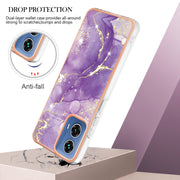 For Motorola Moto G34 Electroplating Marble Dual-side IMD Phone Case(Purple 002)