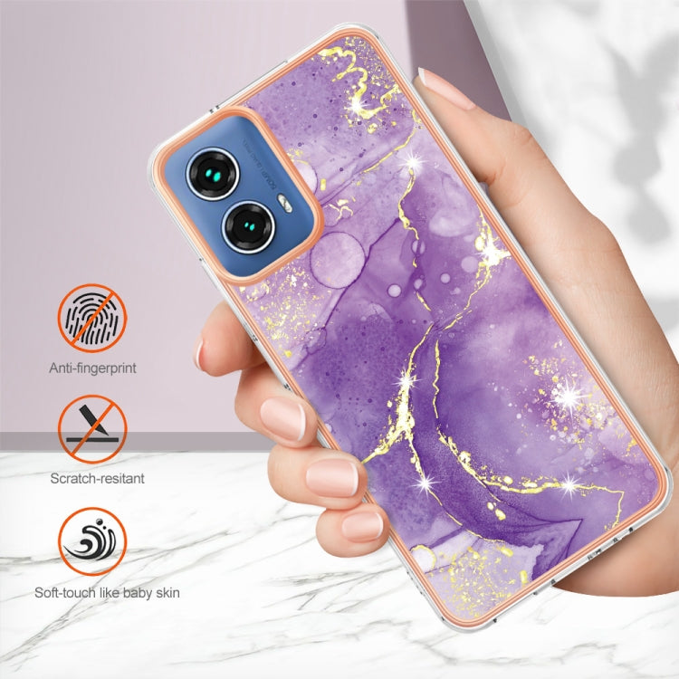 For Motorola Moto G34 Electroplating Marble Dual-side IMD Phone Case(Purple 002)