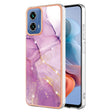 For Motorola Moto G34 Electroplating Marble Dual-side IMD Phone Case(Purple 001) - Motorola Cases by PMC TechLife | Online Shopping South Africa | PMC TechLife | Buy Now Pay Later Mobicred